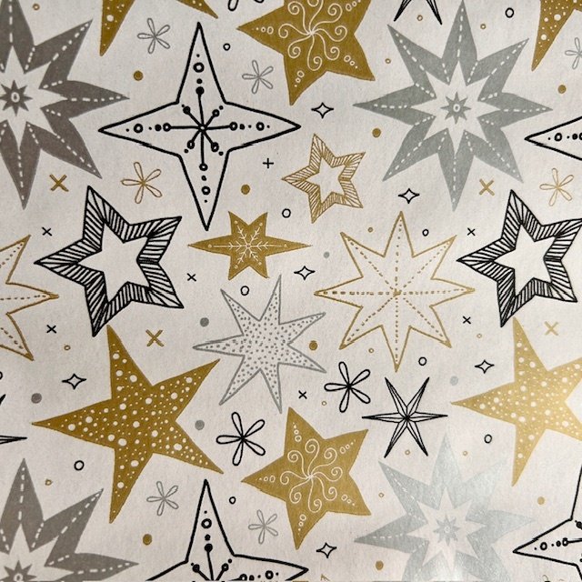 Papier świąteczny do pakowania biały gwiazdki świąteczne 70cmx2m 274m70