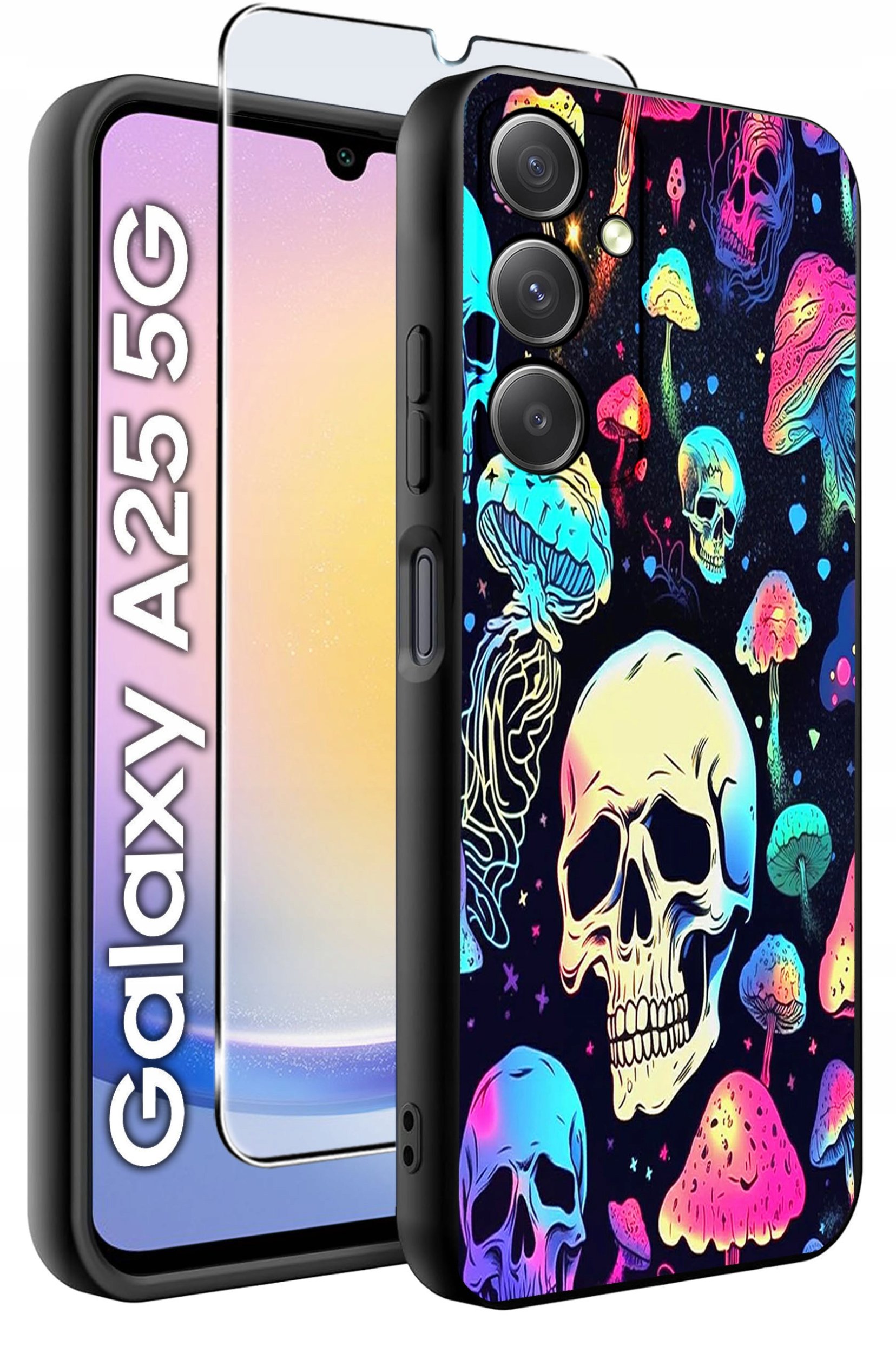 ETUI do Samsung A25 5G WZORY | SILIKONOWE MATT CASE + SZKŁO HARTOWANE 9H