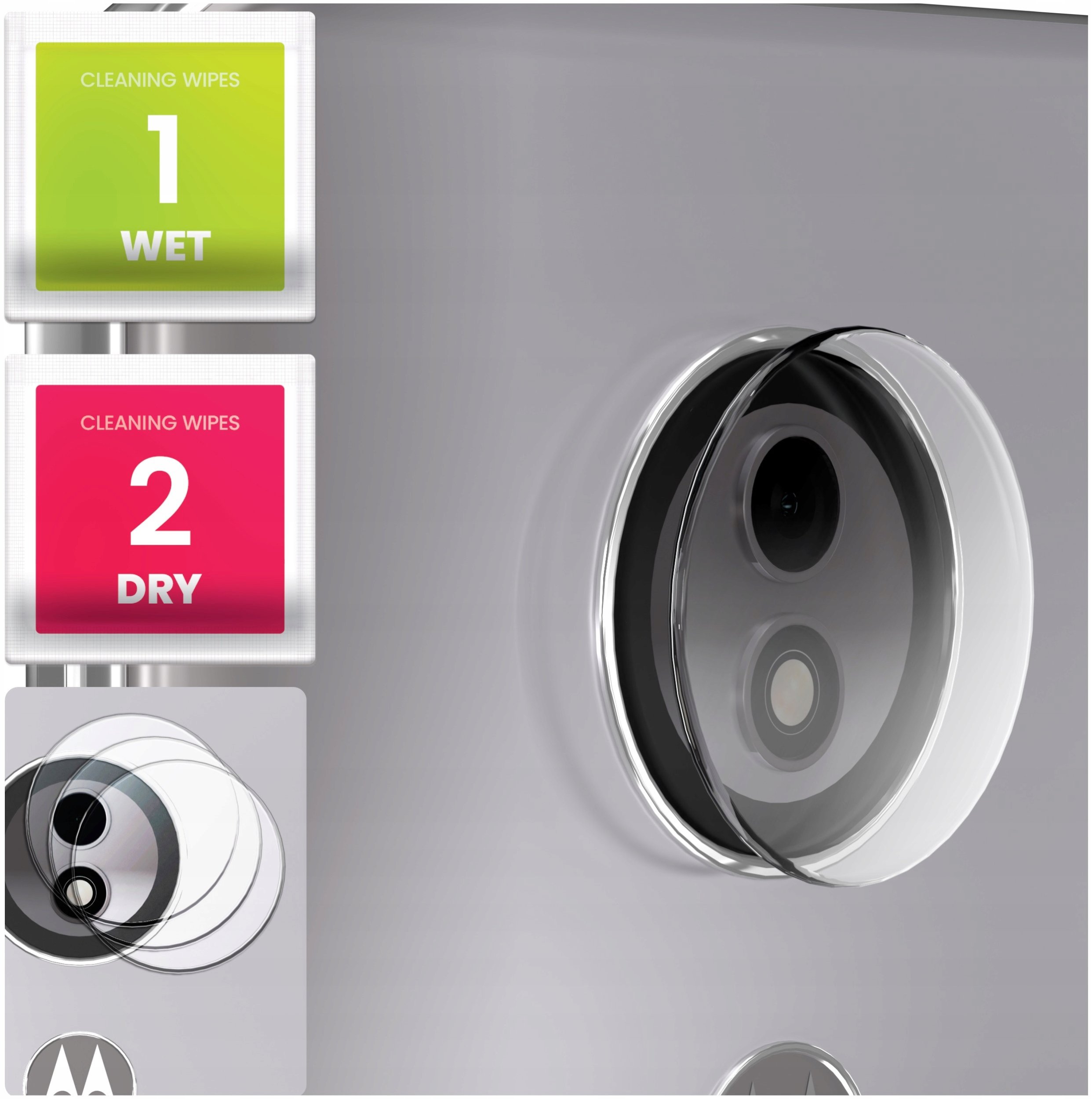 3-PAK Szkło Na Aparat Do Motorola Moto E5 (Hartowane, Na Obiektyw, 9H)