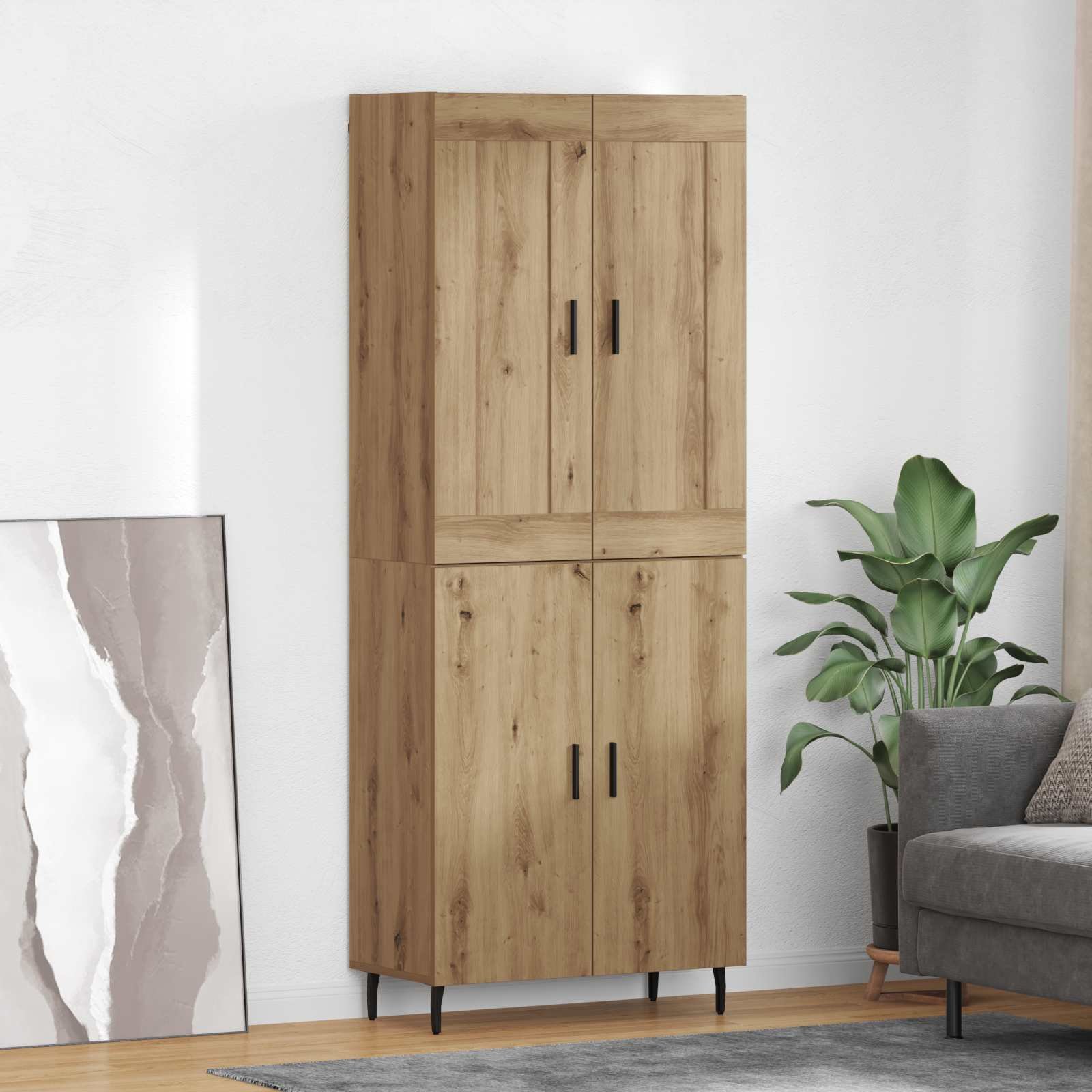 vidaXL Highboard 2 pcs Dąb rzemieślniczy Drewno inżynieryjne i szkło