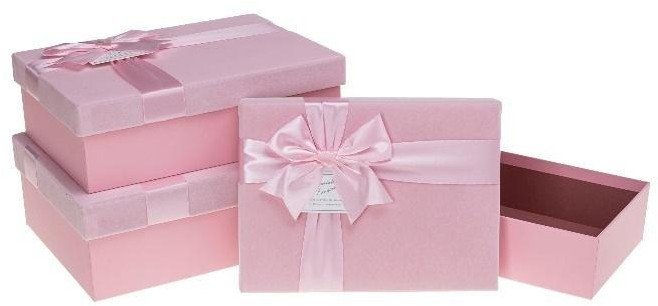 Pudełko prezentowe z kokardą 3szt różowy ROZETTE