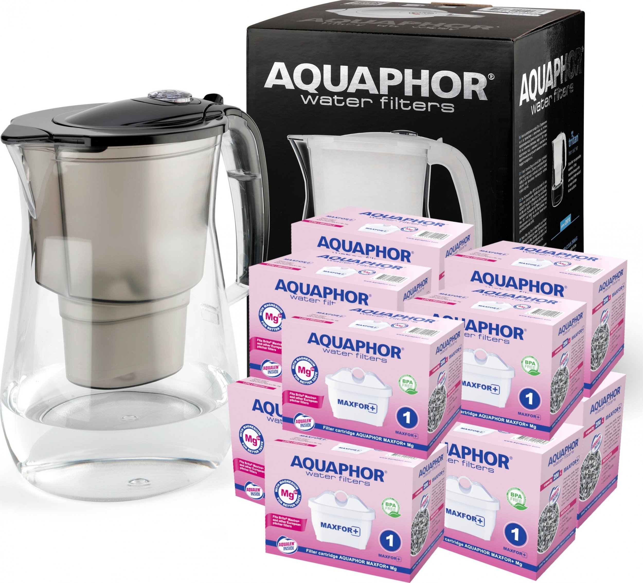Dzbanek filtrujący Aquaphor DZBANEK FILTRUJĄCY AQUAPHOR ONYX + 10x WKŁAD B-25 MAXFOR MAGNEZ+