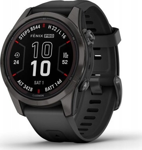 Zegarek sportowy Garmin Garmin fēnix® 7S Pro Sapphire Solar Carbon Grey DLC Titanium/Black 42mm