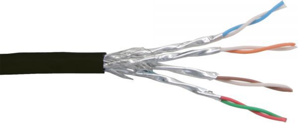 InLine Patchcord sieciowy S/FTP, PiMF, Cat.6, czarny, AWG27, PVC, CU, 100m (76499S)