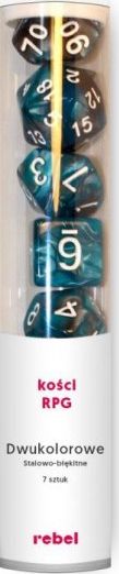 Rebel Komplet kości REBEL RPG - Dwukolorowe - Stalowo-błękitne