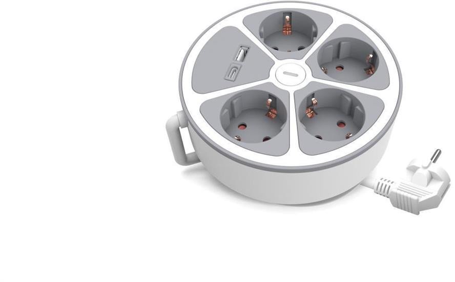 Przedłużacz stały 4x z włącznikiem oraz gniazdami USB A USB C 2m schuko PS-470SWS/O+USBA+USBC/2 E W-30015