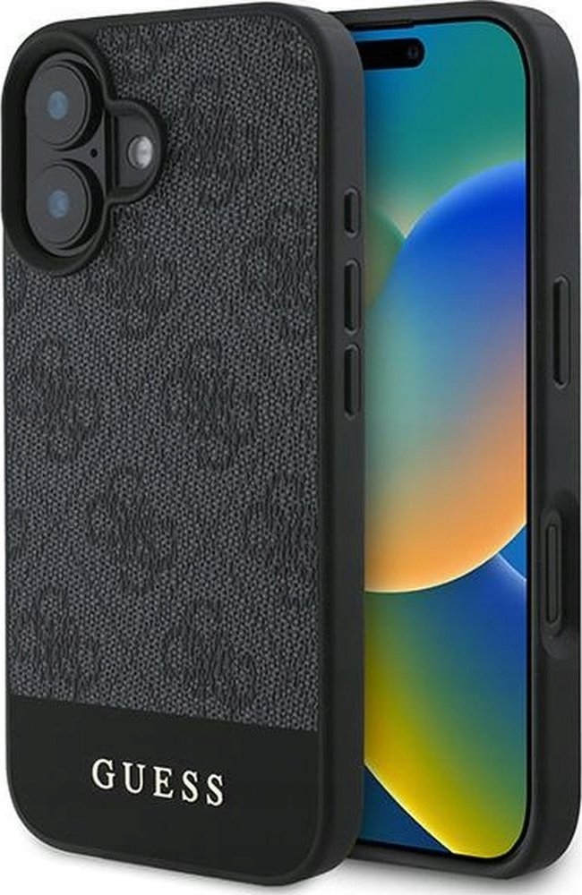 Guess GUESS futerał do IPHONE 16 Plus GUHCP16MG4GLGR (PC/TPU 4G PU Bottom Stripe) szary