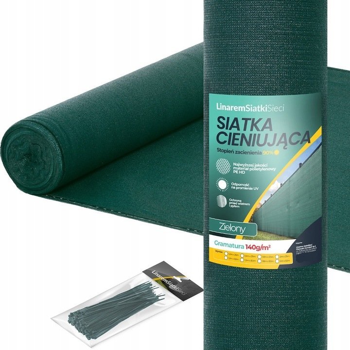 Linarem SiatkiSieci SIATKA CIENIUJĄCA 90% MASKUJĄCA MATA OSŁONOWA NA OGRODZENIE PŁOT 2x25m UV