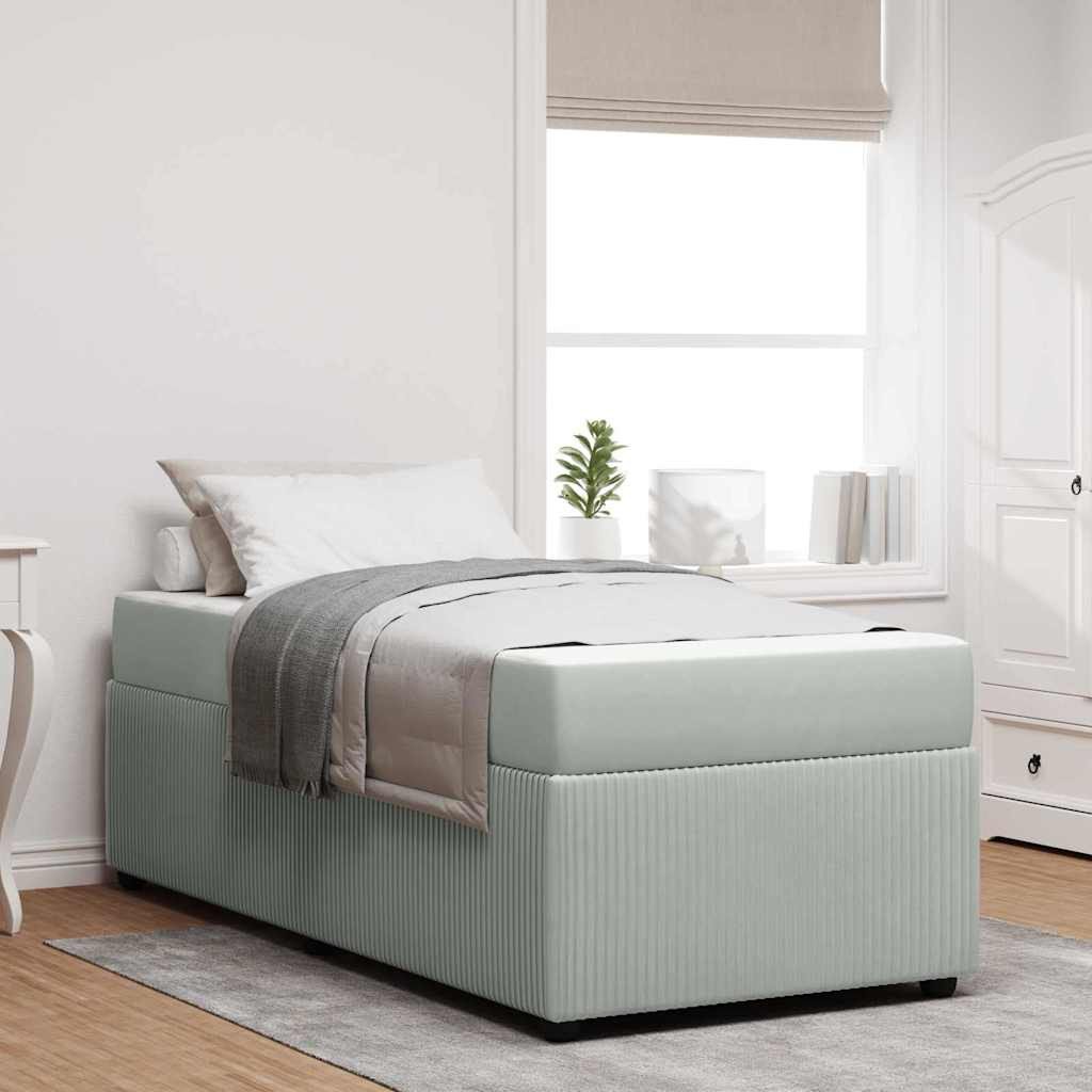 vidaXL Rama łóżka z materacem Jasnoszary 80 x 200 cm Aksamit