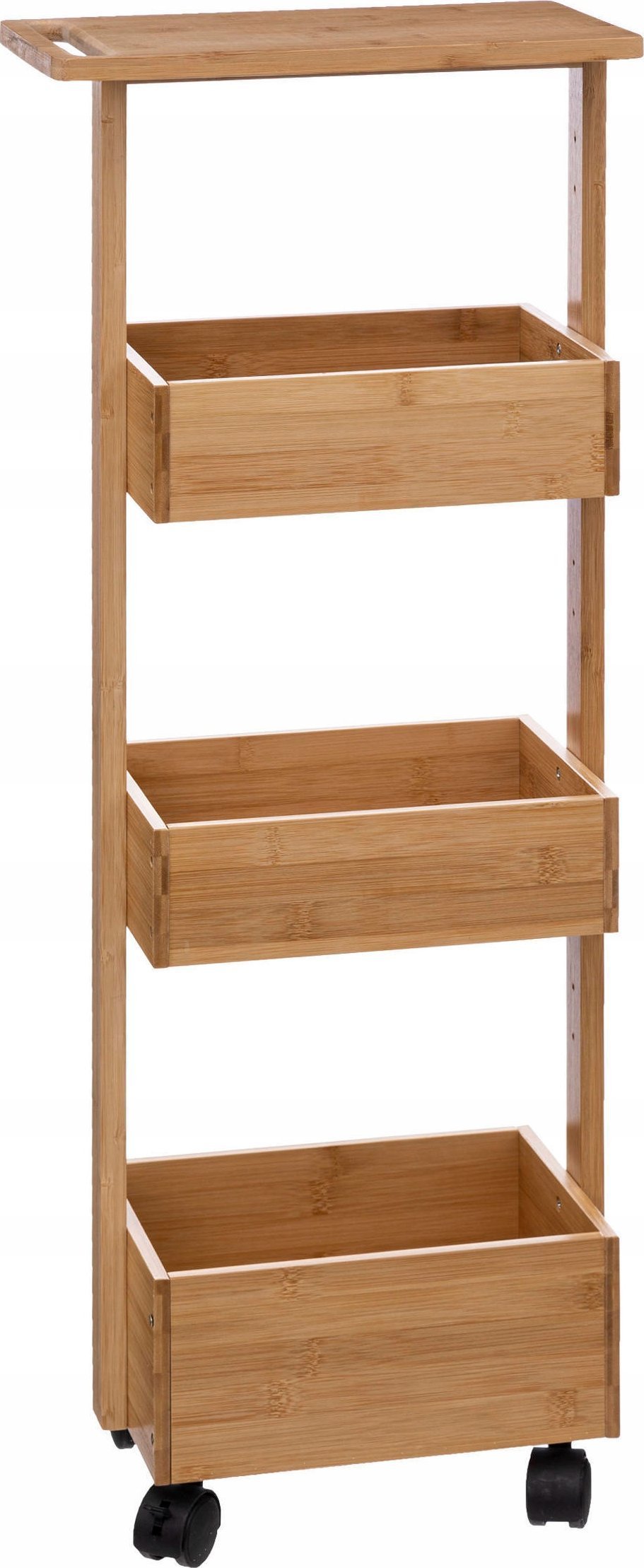 5five Wąski regał łazienkowy na kółkach, bambus, 4 poziomy