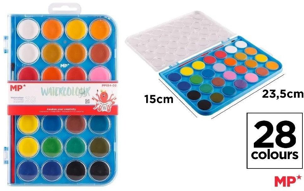 Farba akwarelowa z pędzelkiem 28 kolorów