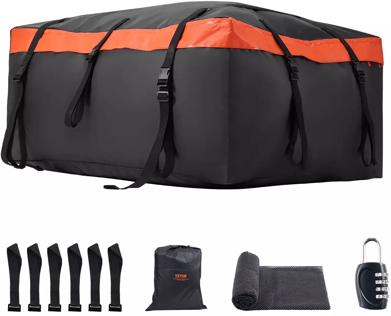 Bagażnik dachowy wodoodporny 566 L 840D z zamkiem na auta z/bez relingów