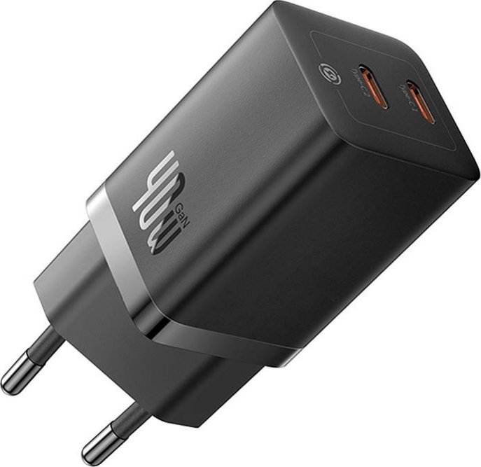 Ładowarka Baseus Ładowarka sieciowa Baseus GaN5 40W, 2x USB C (czarny)