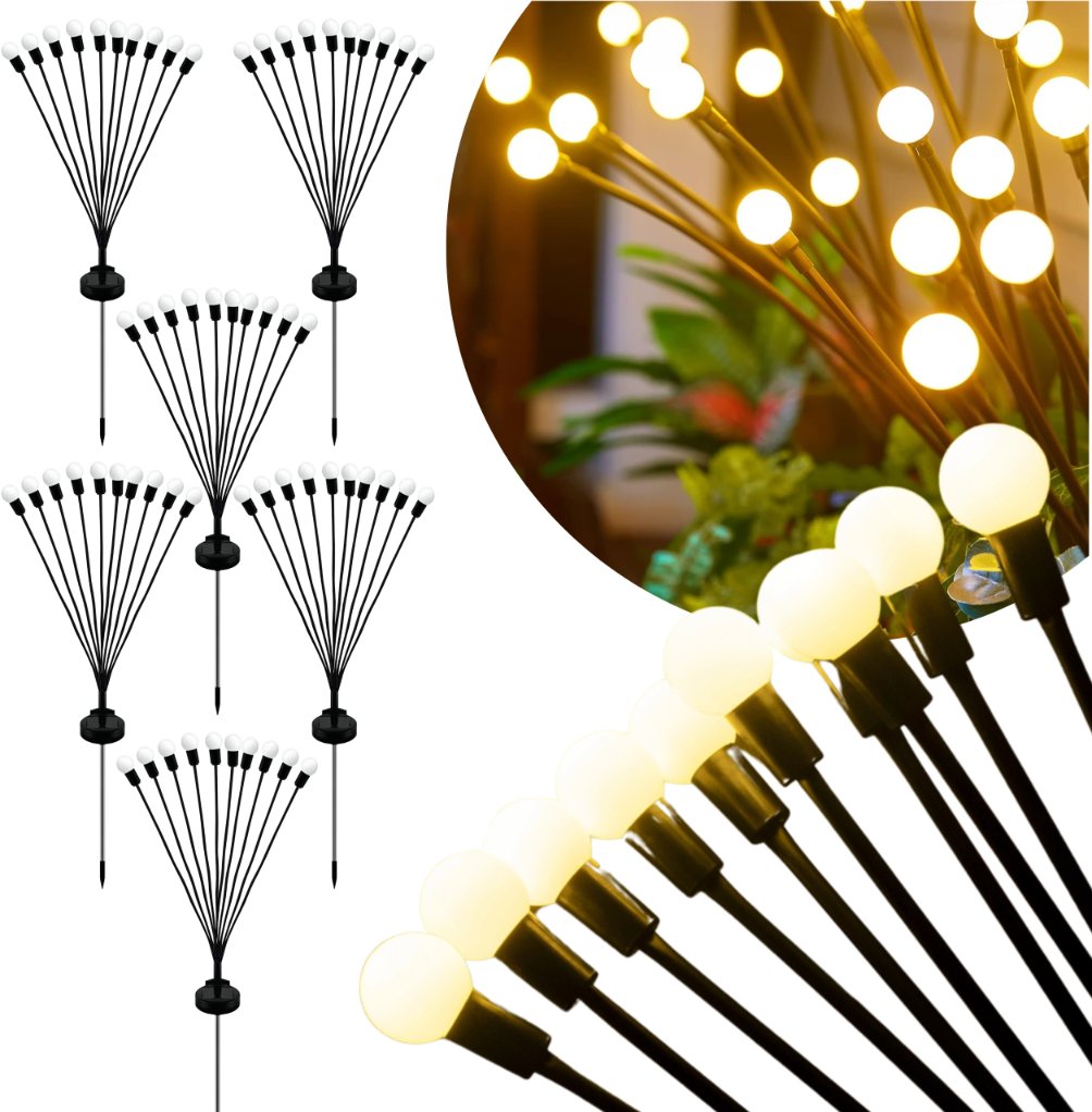 BLIXTAR 6X Lampa Solarna Ogrodowa 10x LED Wbijane Drzewko Kulki Oświetlenie