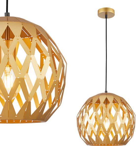 Lampa wisząca Italux Złota lampa wisząca Hilo klatka nad kuchenną wyspę ball