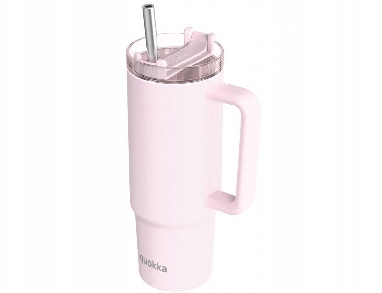Quokka Stream - Kubek termiczny ze stali nierdzewnej 950 ml ze słomką (Light Pink)