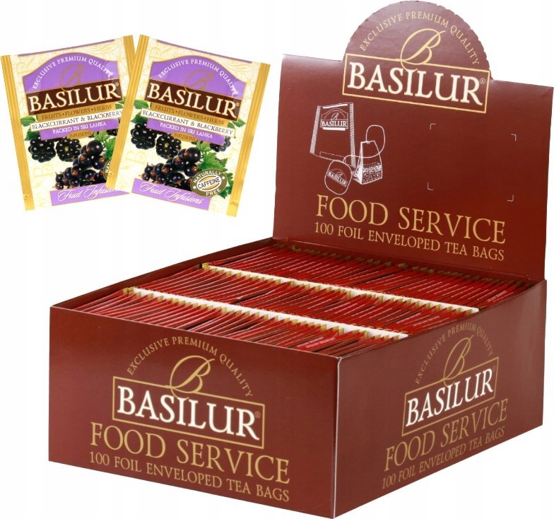 Basilur Basilur BLACKCURRANT BLACKBERRY HORECA herbata owocowa bez kofeiny jeżyna czarna porzeczka - w kopertach 100 x 1,8 g