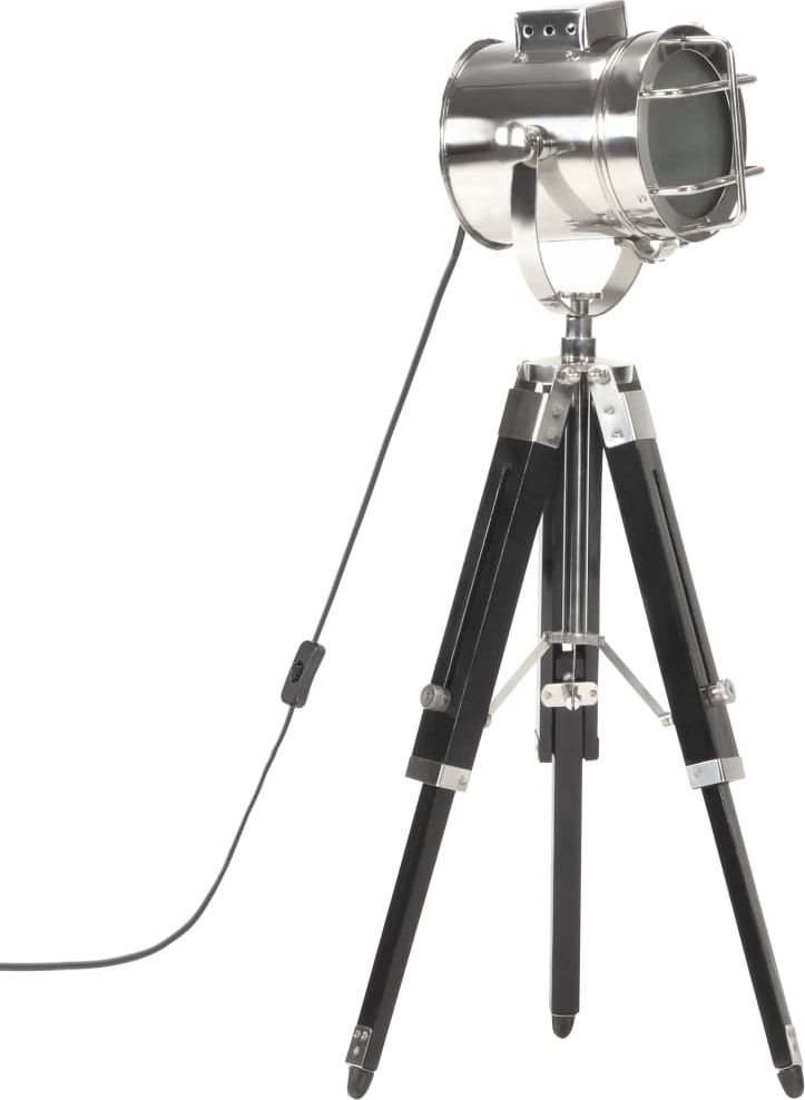 Lampa podłogowa Lumes Czarna lampa stojąca drewniana z ruchomym kloszem - EX190-Savita