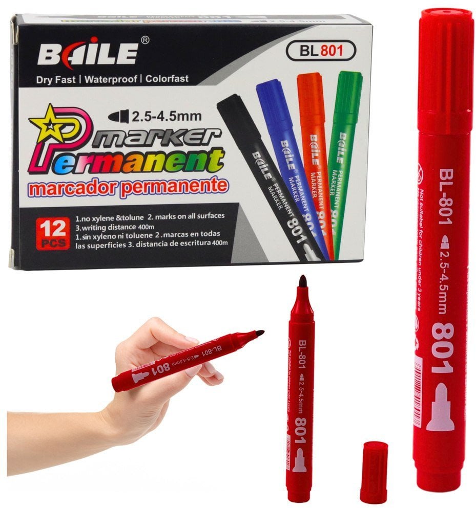 Marker Permanentny Wodoodporny Czerwony 2,5-4,5 mm