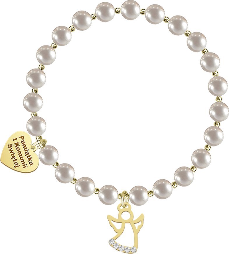 Radziszewska Jewellery I KOMUNIA ŚWIĘTA Bransoletka z Aniołem serce srebro pozłacane GRAWER GRATIS