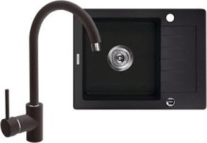 Zlewozmywak Deante 1-komorowy Zorba + bateria Nemezja - 58 x 44 cm (ZQZA211A)