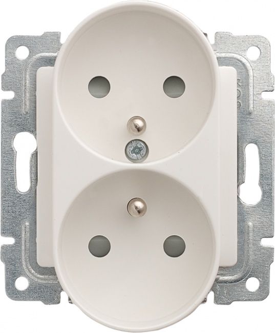 KOS Gniazdo podwójne Vena uziemienie przesłona 16A 250V biały (510447)