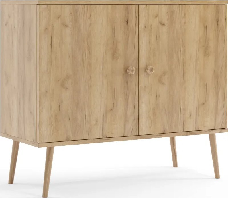 Komoda LEBEL z drzwiczkami 100cm dąb craft złoty MELIMEBLE