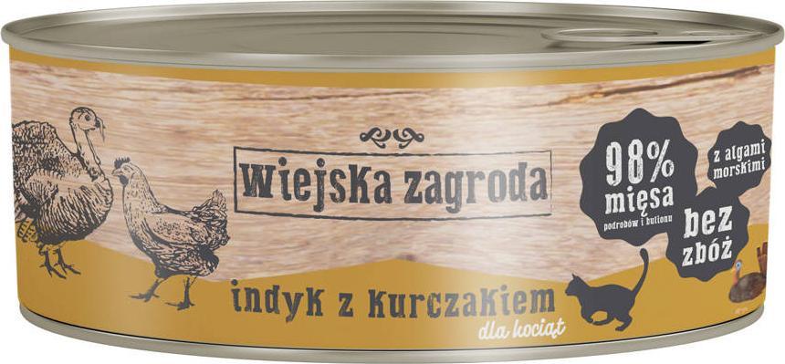 Wiejska Zagroda Karma mokra dla kociąt Indyk z kurczakiem 85g