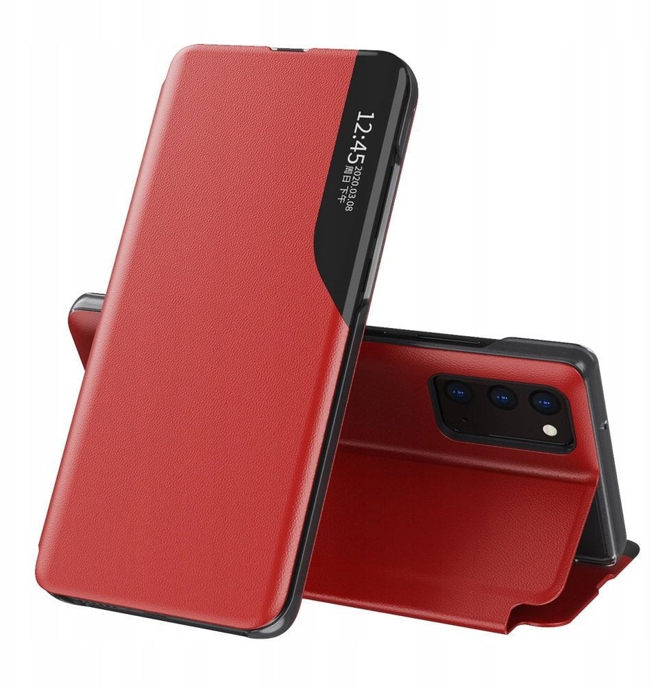 Hurtel Eco* Leather View Case elegancki futerał etui z klapką i funkcją podstawki Samsung Galaxy A72 4G czerwony