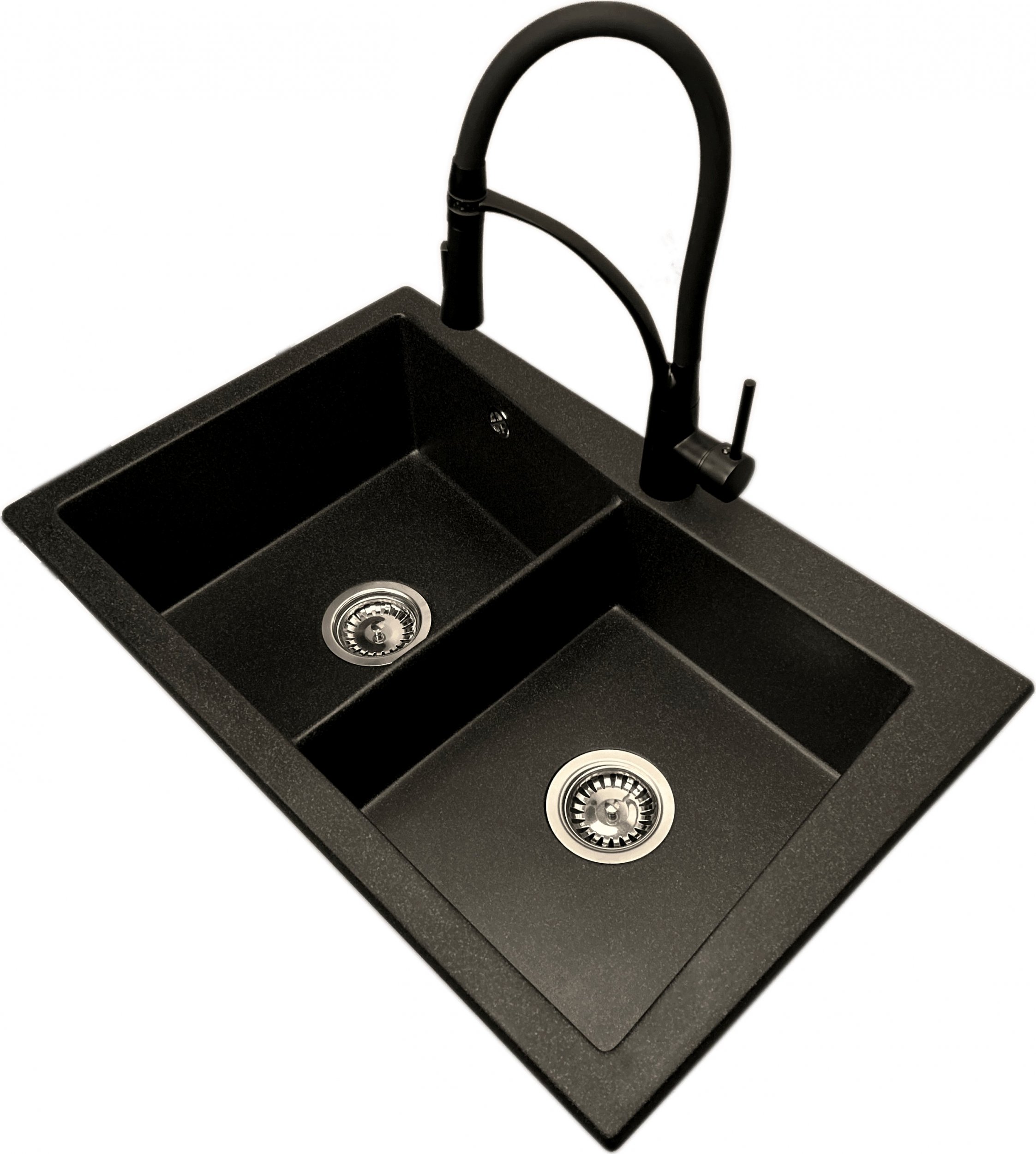 Zlewozmywak PREHNIT Zlewozmywak 2 komorowy EVOLUTION grafit + bateria czarna NEXO