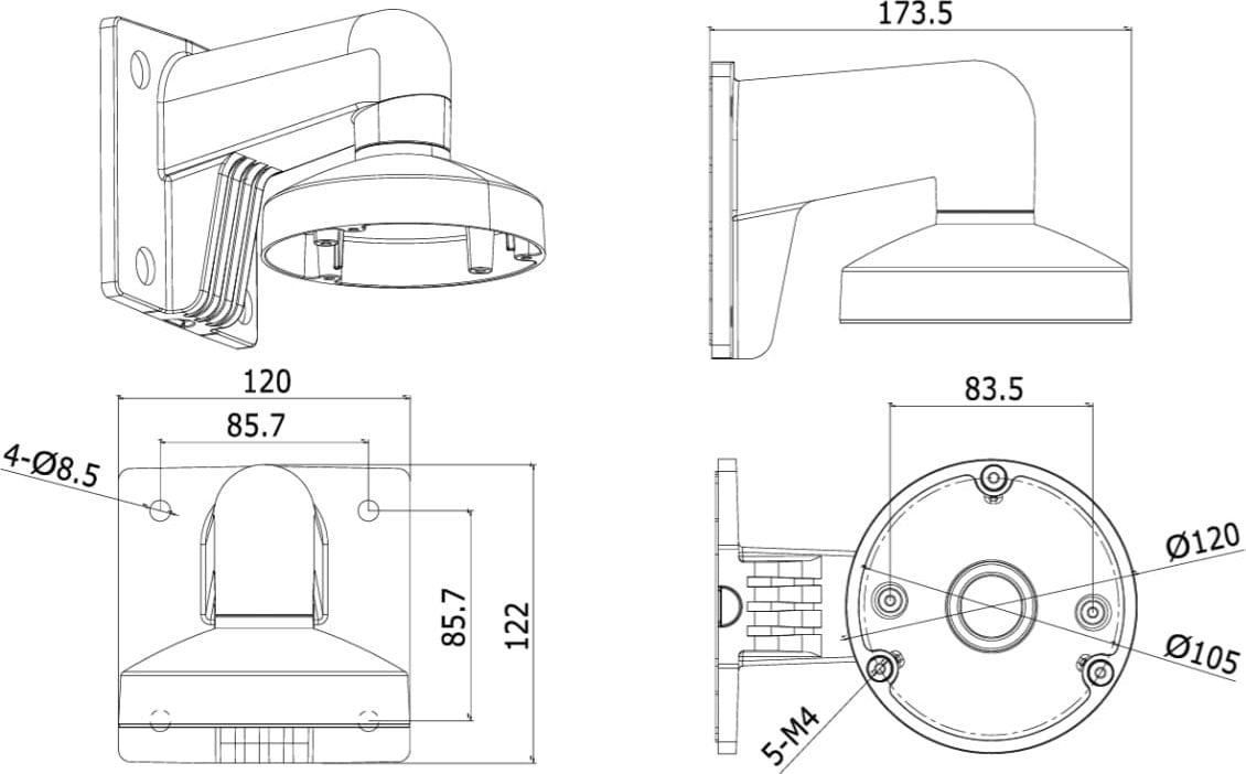 Hikvision UCHWYT KAMERY DS-1272ZJ-120(BLACK) Hikvision
