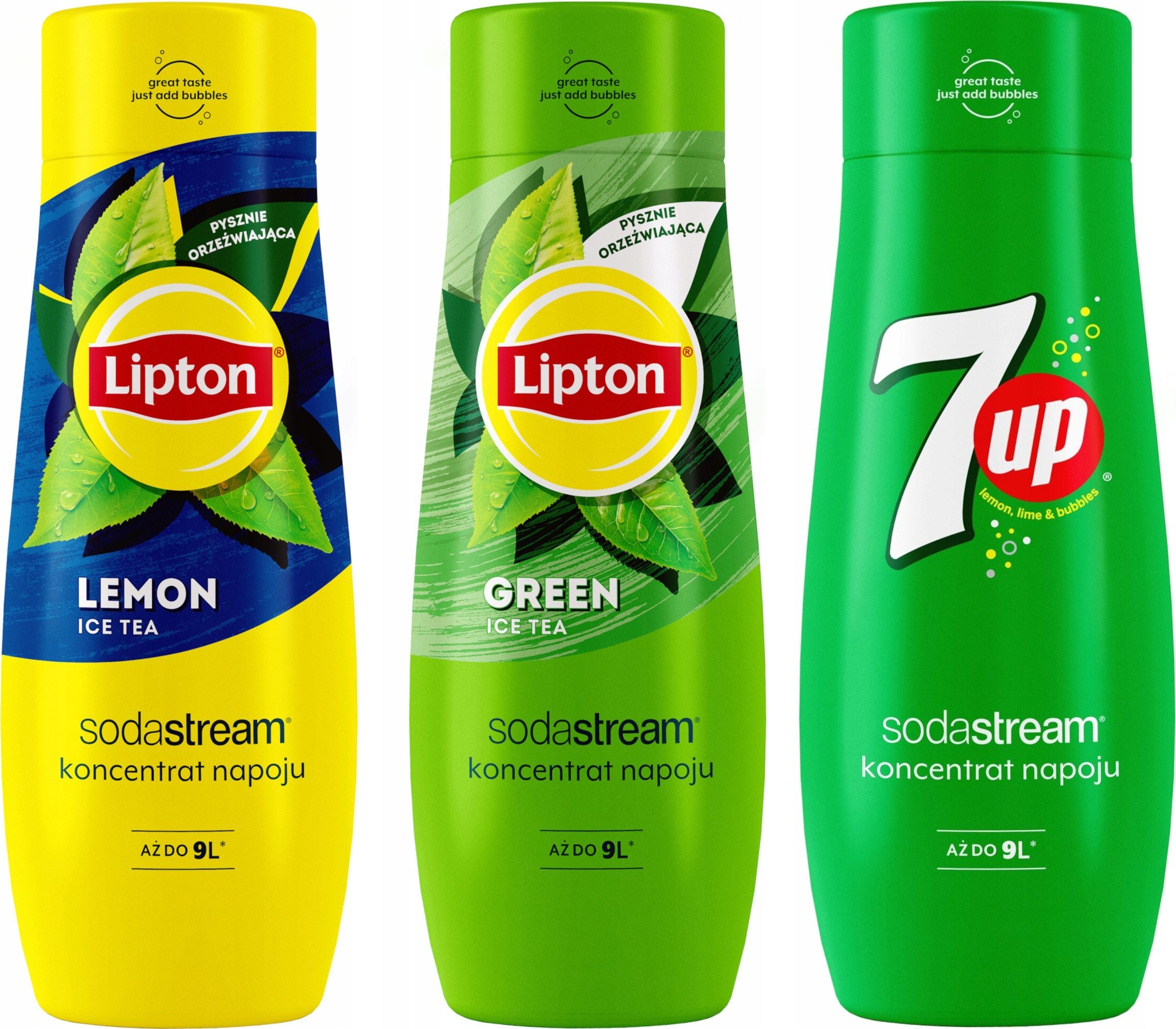 Zestaw 3 koncentratów SodaStream Lipton Lemon+Green+7UP