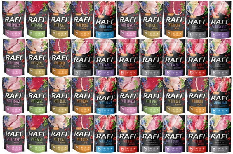 Mokra karma dla psa Rafi mix smaków 40 x 500 g