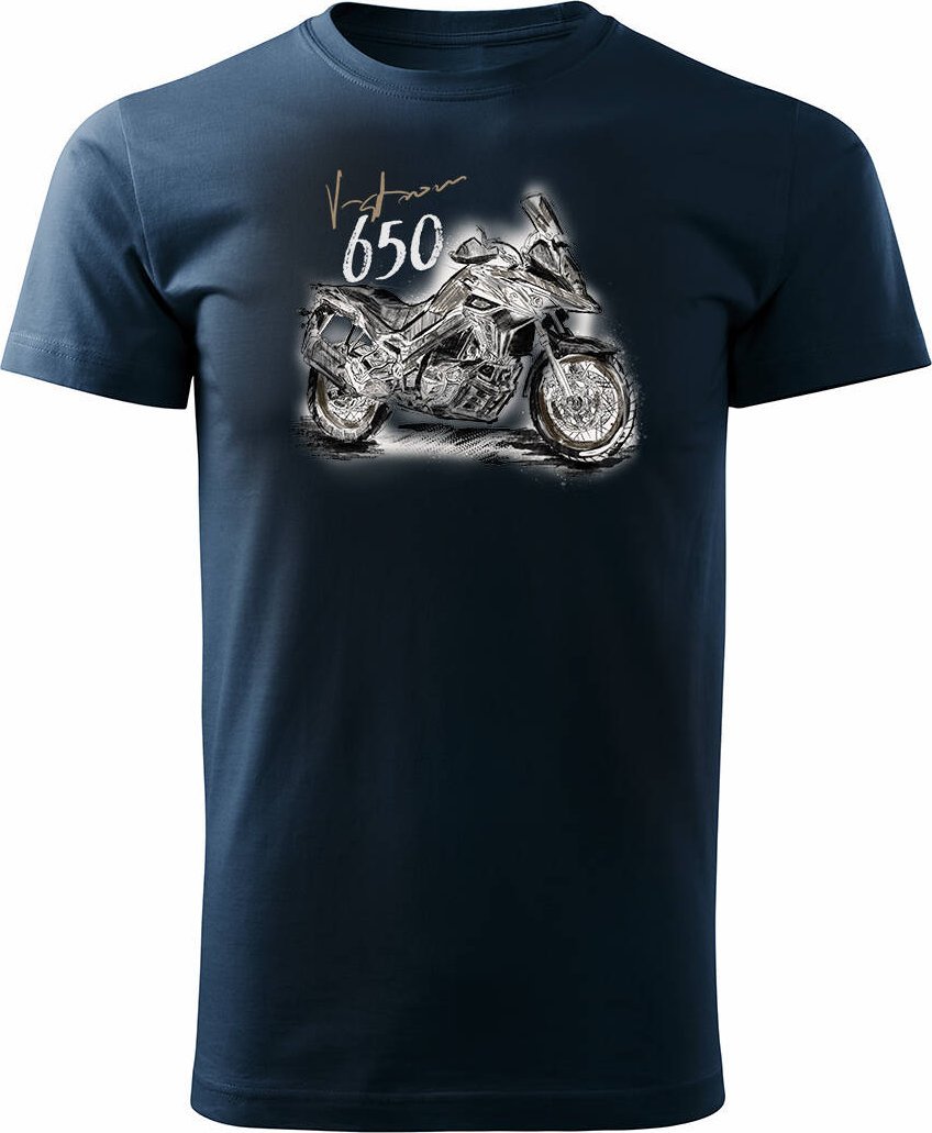 Topslang Koszulka z motocyklem na motor Suzuki V-strom Vstrom DL 650 XT męska granatowa REGULAR M