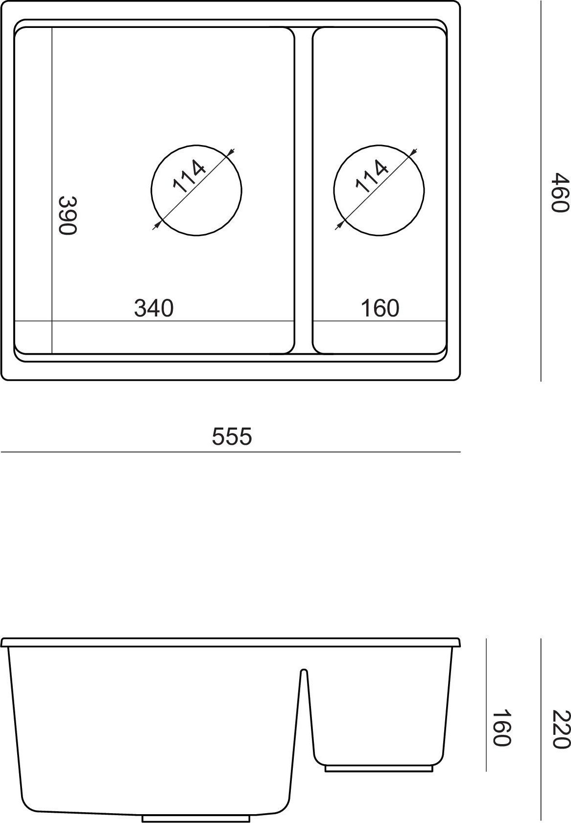 Zlewozmywak GraniteQ QUADRON | LOGAN 150 | granitowy zlewozmywak kuchenny BEŻ + ZŁOTO PVD | wymiary: 56 x 46 x 22 cm | 1,5-komorowy wpuszczany | podbu