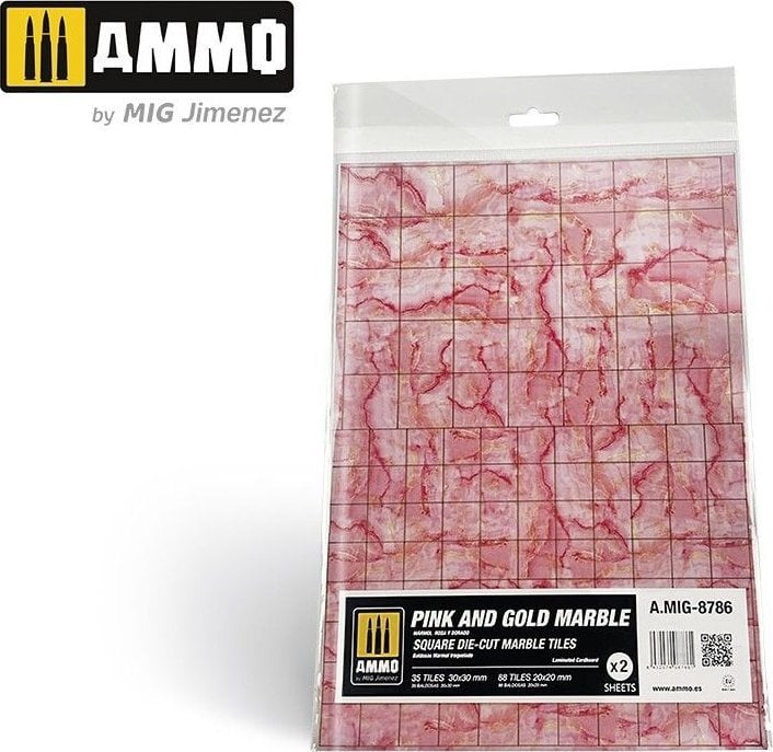 Vallejo Ammo: Pink and Gold Marble - Square Die-Cut Marble Tiles (2)