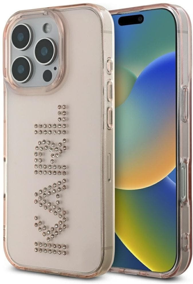 Etui Karl Lagerfeld IML Rhinestones Logo do iPhone 16 Pro różowy