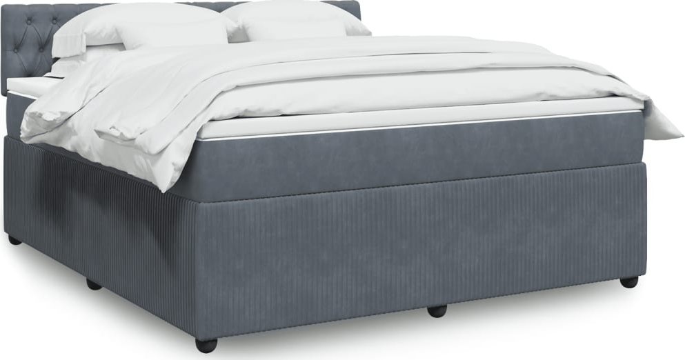 vidaXL vidaXL Łóżko kontynentalne z materacem, ciemnoszare, 180x200cm aksamit