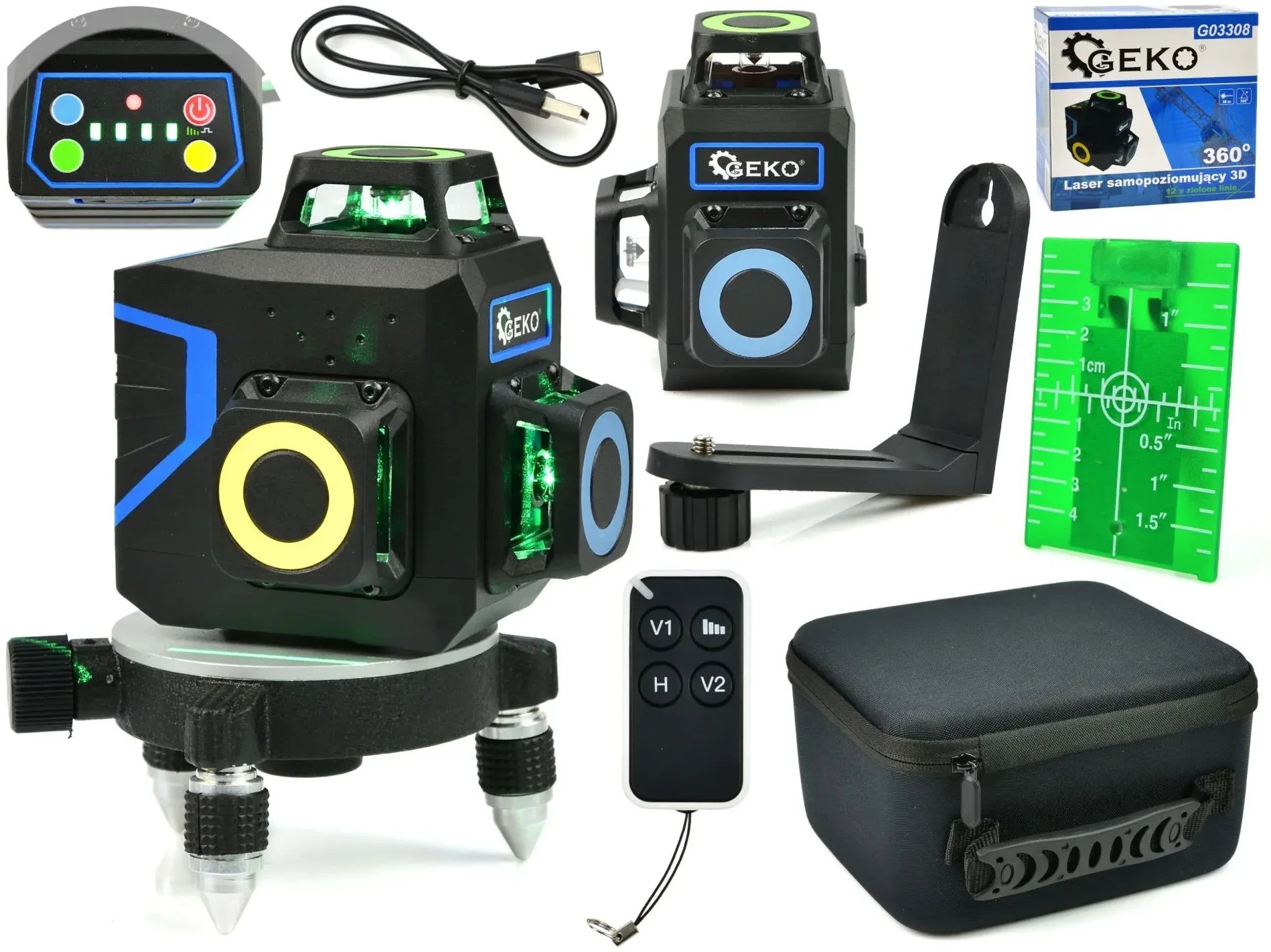 Laser samopoziomujący 3D 360 12x zielone linie (8)