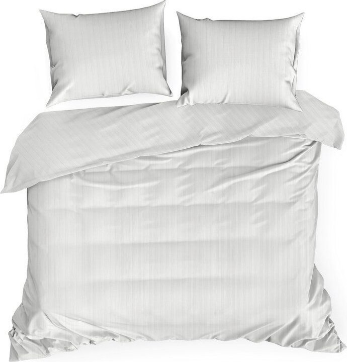 Eurofirany Jednokolorowa pościel z satyny bawełnianej w prażki VERA 160X200 70X80X2 biała