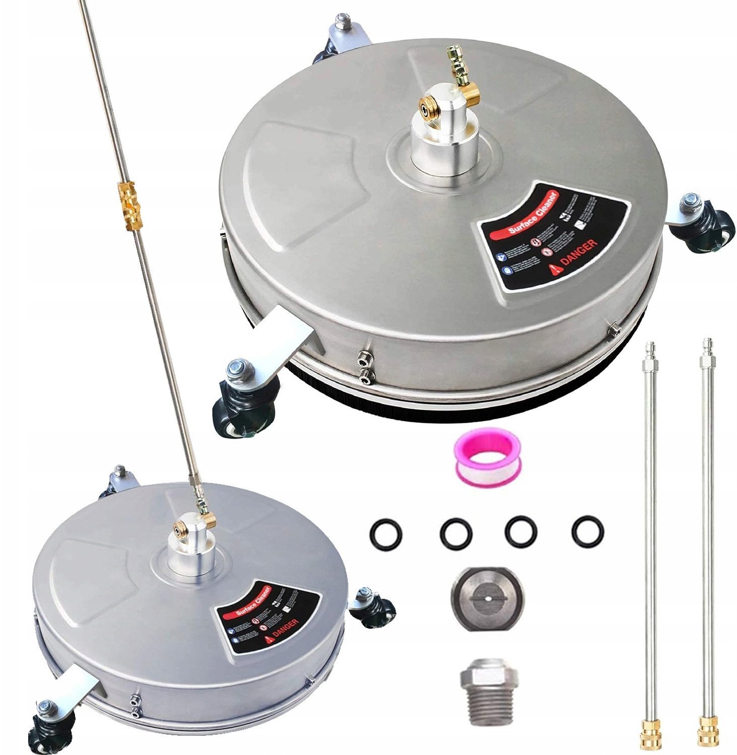 Profesjonalna szczotka do kostki T-Racer 20" 50cm z trzema kołami 275 bar stal nierdzewna z szybkozłączką 3/8" oraz lancą 76cm