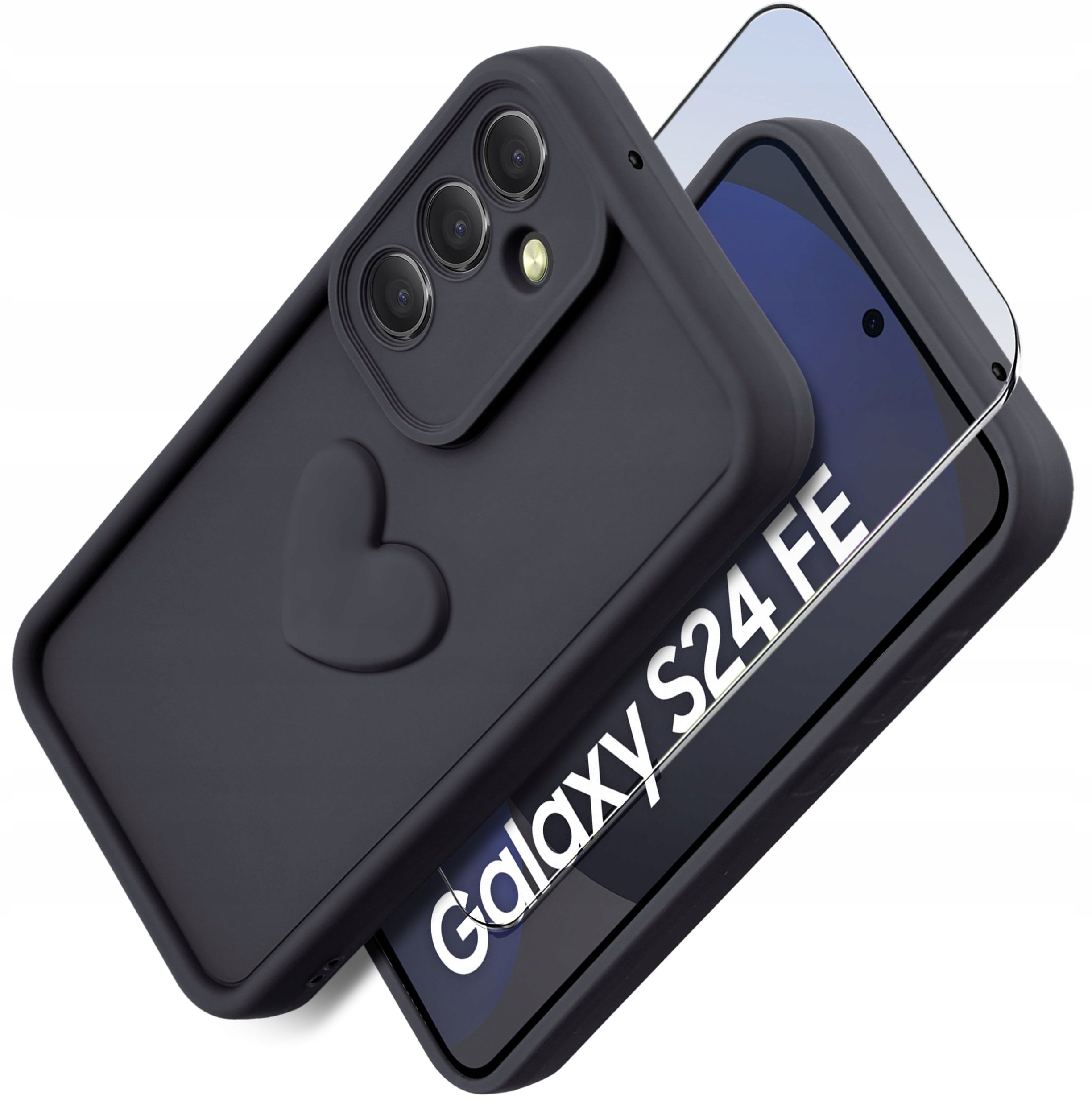 Etui do Samsung S24 FE silikonowe MATOWE serce + Szkło ochronne na ekran 9H