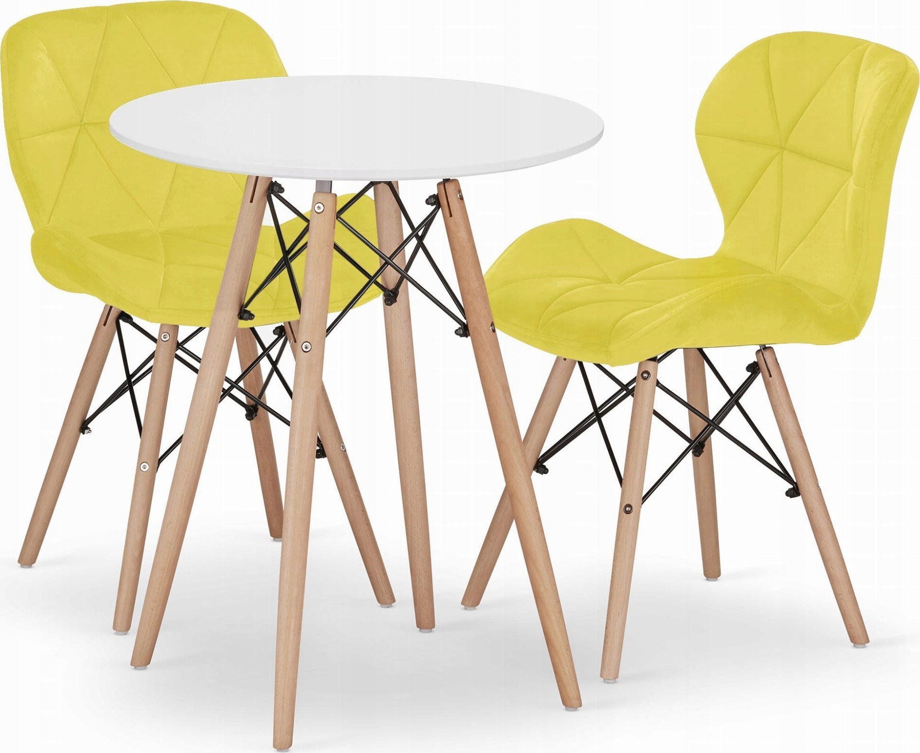 Leobert Zestaw stół okrągły TODI 60 biały + 2 krzesła LAGO żółte