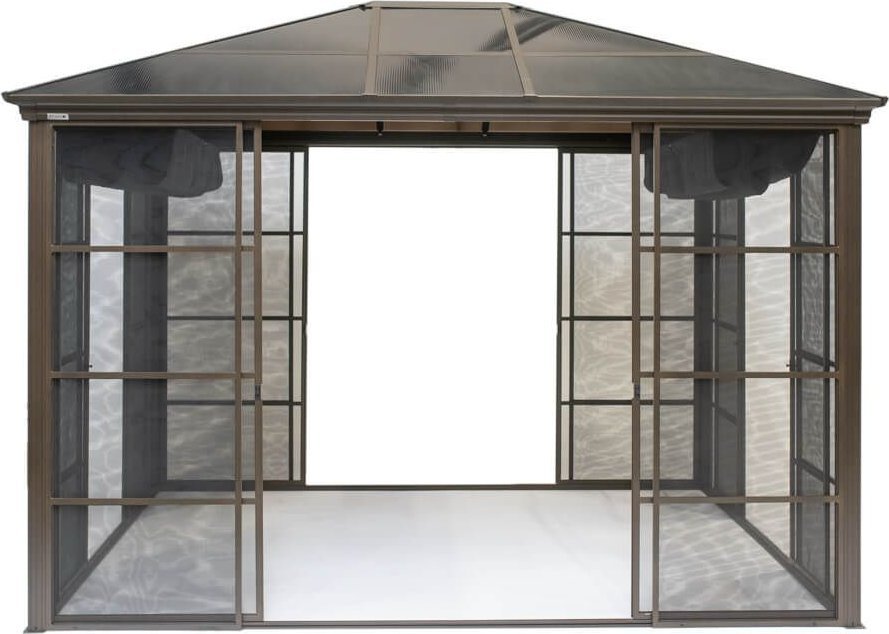 Sojag Pawilon aluminiowy Castel 1012 z osłoną przeciwsłoneczną Brąz 362x298x283cm