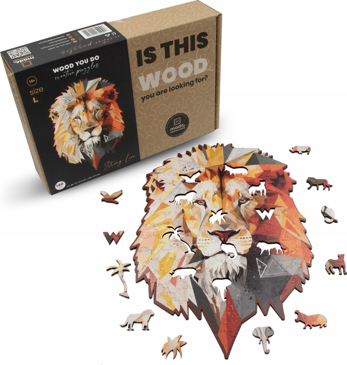 WOOD YOU DO Puzzle drewniane Silny Lew | Strong Lion | 140 elementów | L