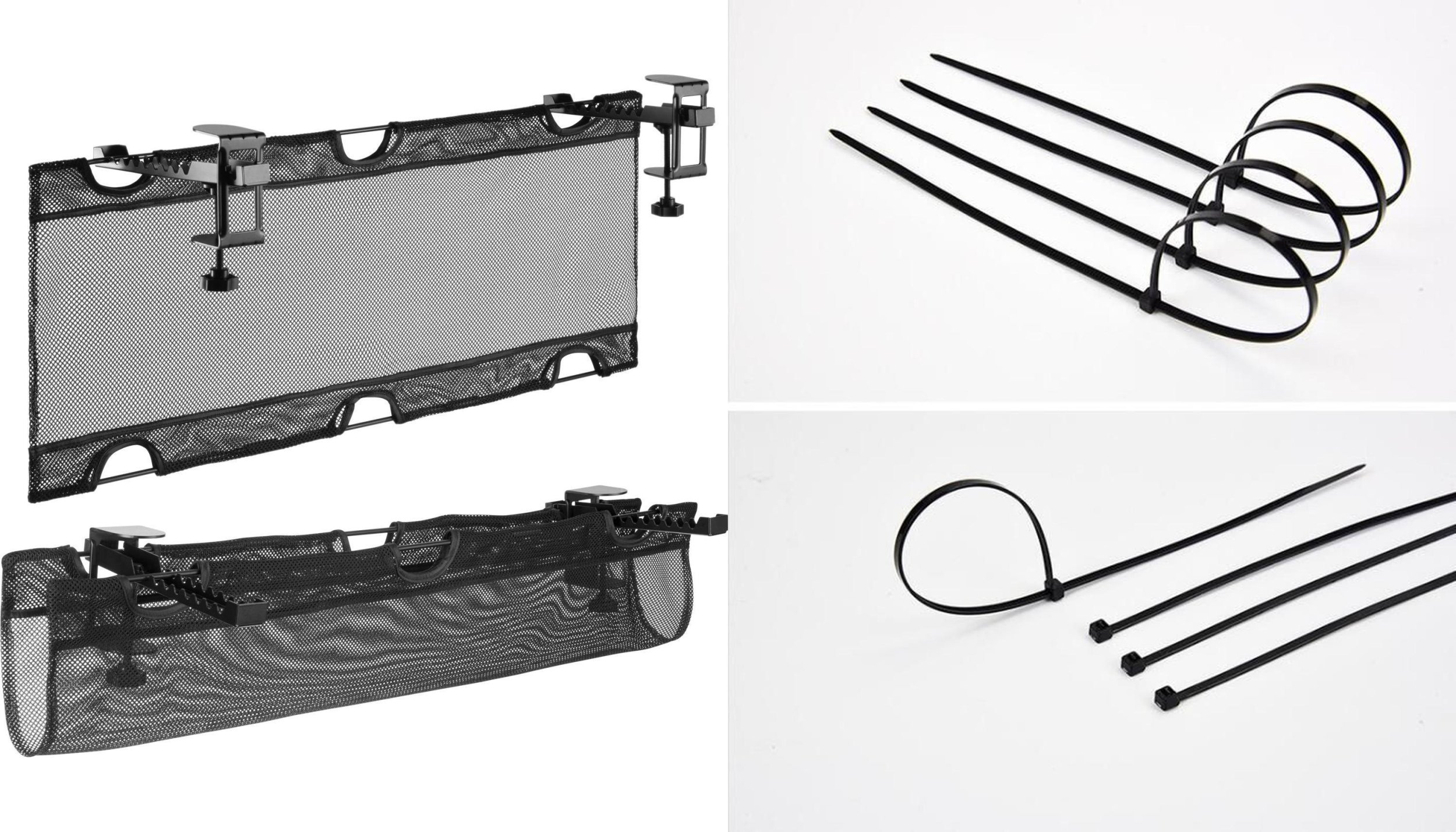 Organizer Mozos Organizer Mozos na kable siatka czarny UCM 1 + Opaska zaciskowa Czarny 100 sztuk (MCABLE-L)