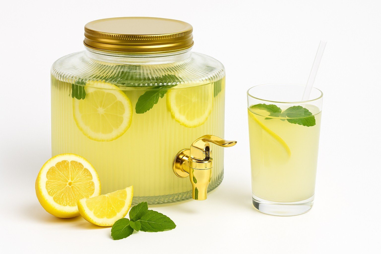 Słój z kranem ryflowany 2L