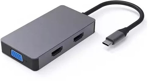 Adapter USB Extra Digital Adapteris USB Type-C - 2x HDMI, 1x VGA, 1x USB Type-A, 1x USB Type-C PD60W