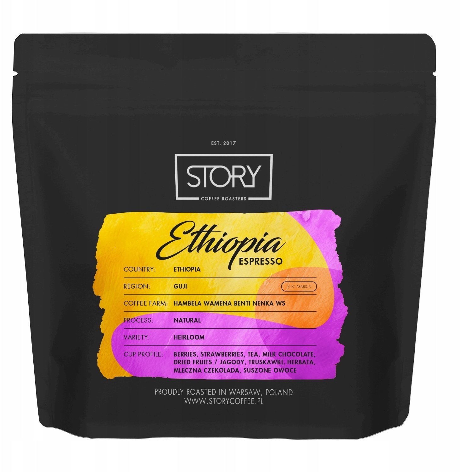 Kawa ziarnista Story Coffee Roasters Kawa ziarnista Ethiopia Guji Natural Espresso 250g