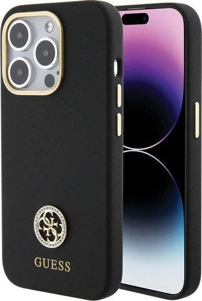 Guess GUHCP15XM4DGPK iPhone 15 Pro Max 6.7" czarny/black hardcase Silicone Logo Strass 4G
